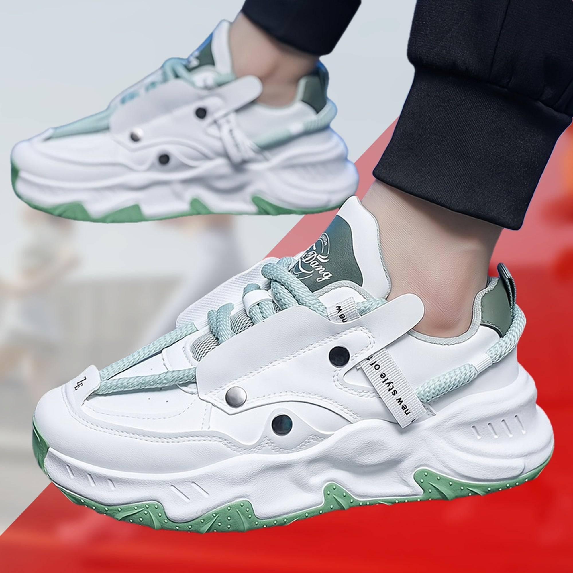 Men’s Casual Sneakers – Breathable Lace-Up Shoes with Non-Slip Rubber Sole for All-Season Outdoor & Everyday Wear