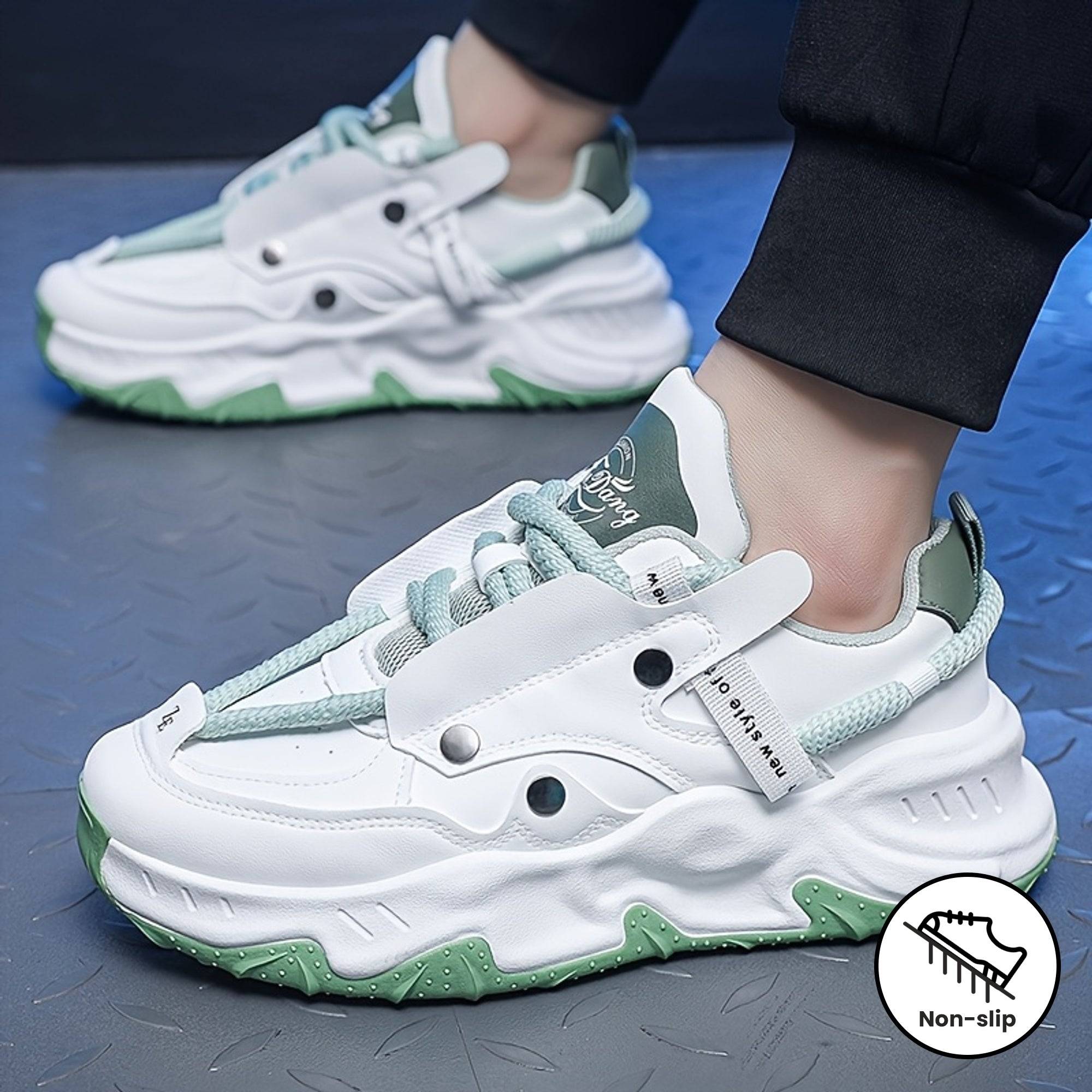 Men’s Casual Sneakers – Breathable Lace-Up Shoes with Non-Slip Rubber Sole for All-Season Outdoor & Everyday Wear