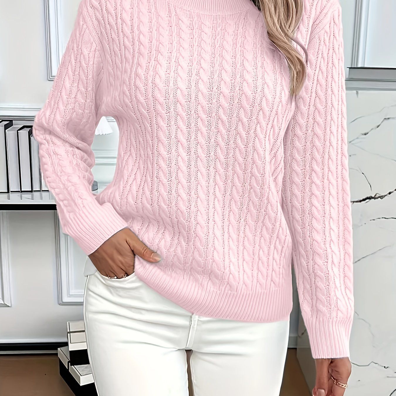 Classic Twist Sweater Round Neck Long Sleeve Pullover