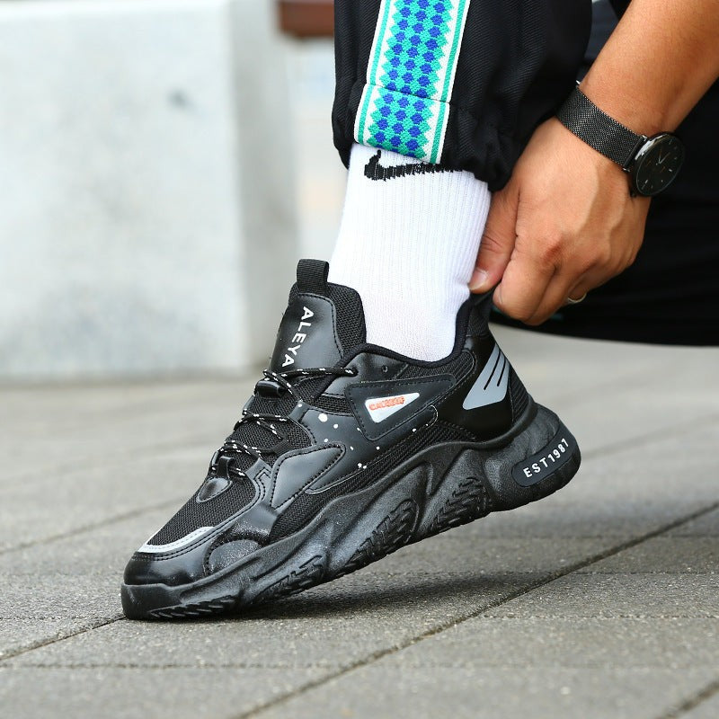 Mens Basketball Shoes PU Mesh Soft Sole Lace Up Traction