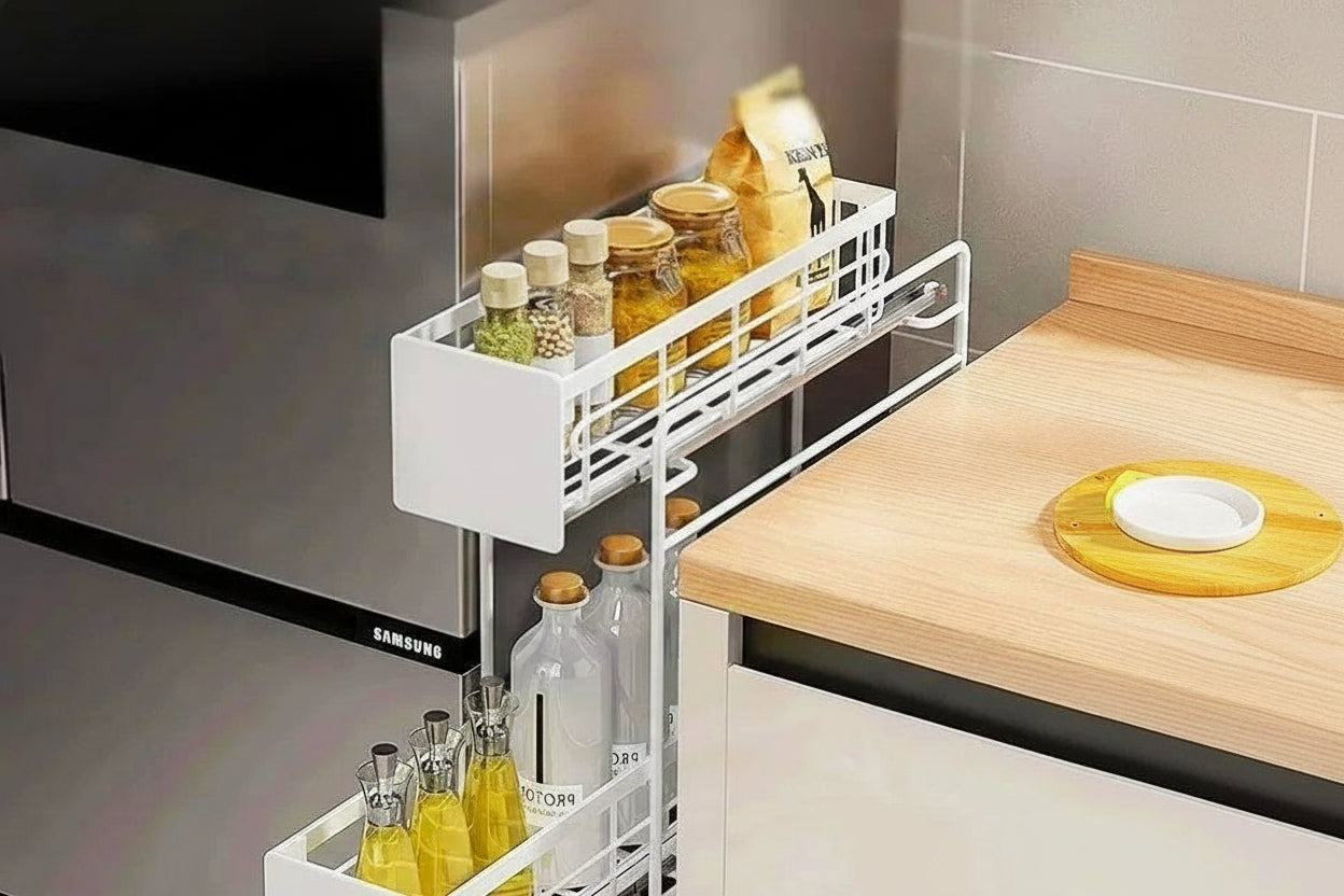 Magnetic Double Layer Storage Rack for Refrigerator Washer