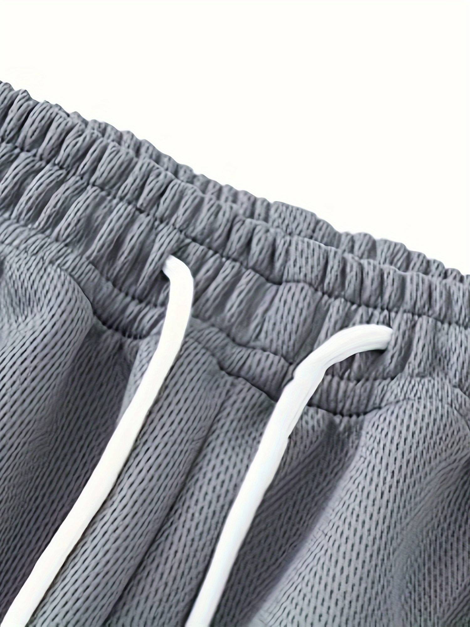 5 Pairs Men’s Sports Shorts Stretch Polyester with Elastic Drawstring Waist Loose Fit Solid Colors with Pockets for Gym, Running & Casual Wear