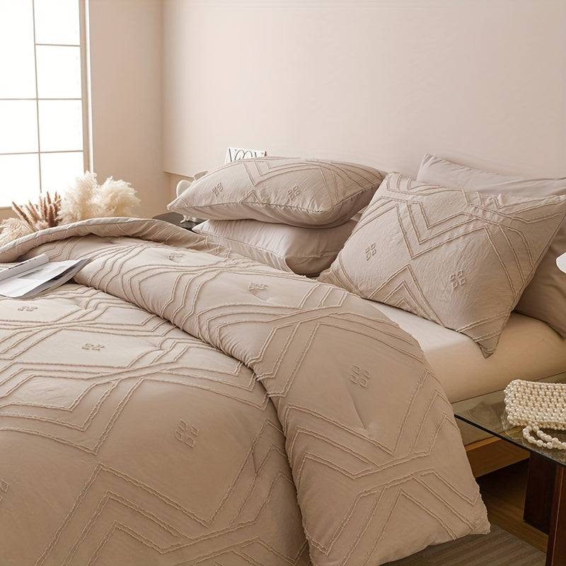 Boho Diamond Quilt Set 3-Piece – Lightweight Microfiber Comforter & Pillowcases for All Seasons