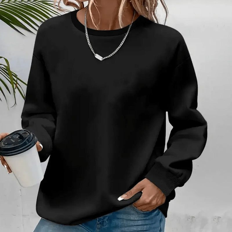Solid Color Sweatshirts with Relaxed Pullover Fit