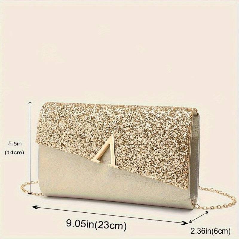 4pcs Elegant Dinner Set – Glossy Flip Cover Clutch Bag with Rhinestone Earrings, Necklace & Bracelet for Weddings and Formal Events