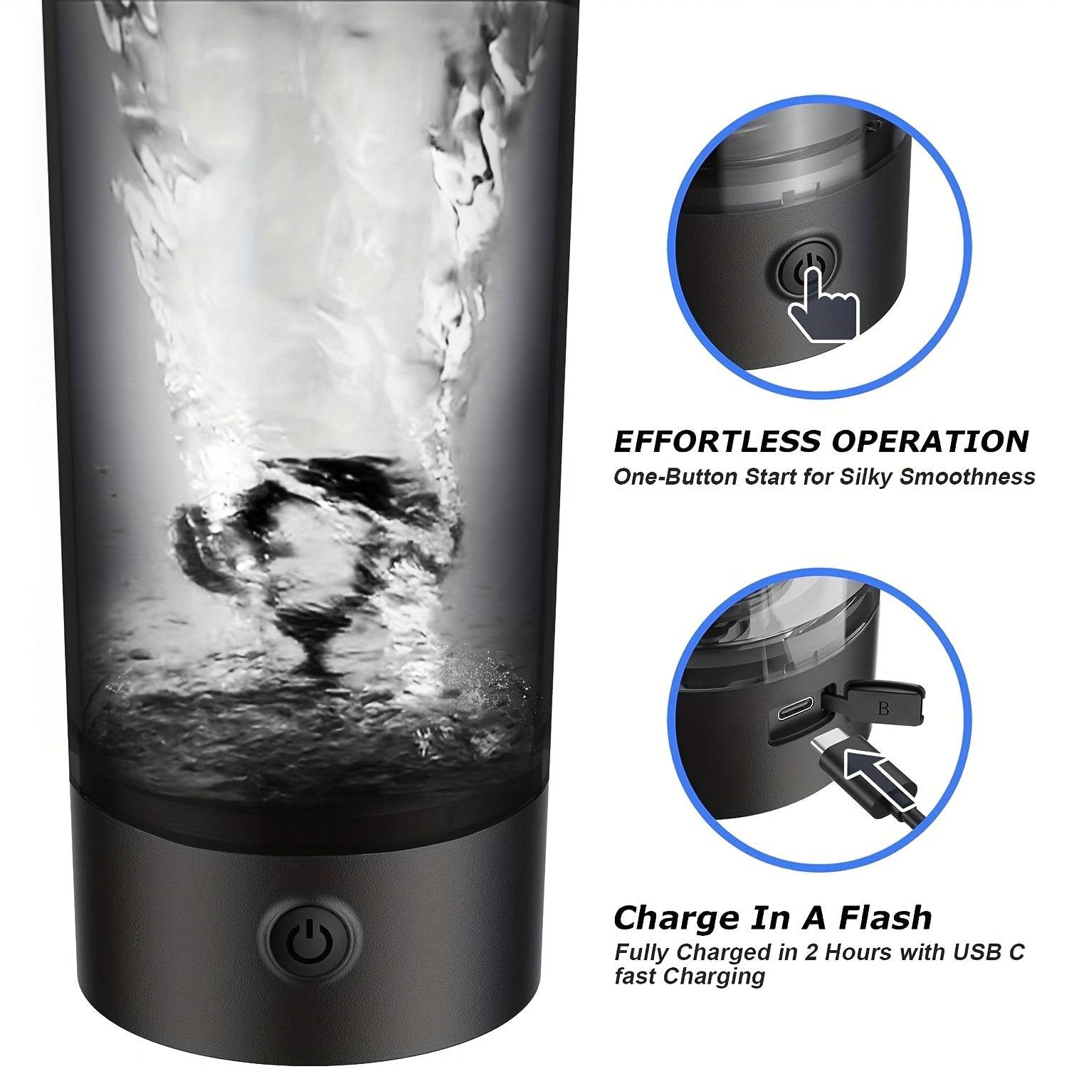 Electric Protein Shaker Bottle – USB-C Rechargeable 24oz Self-Stirring Gym Cup for Shakes, Smoothies & On-the-Go Workouts