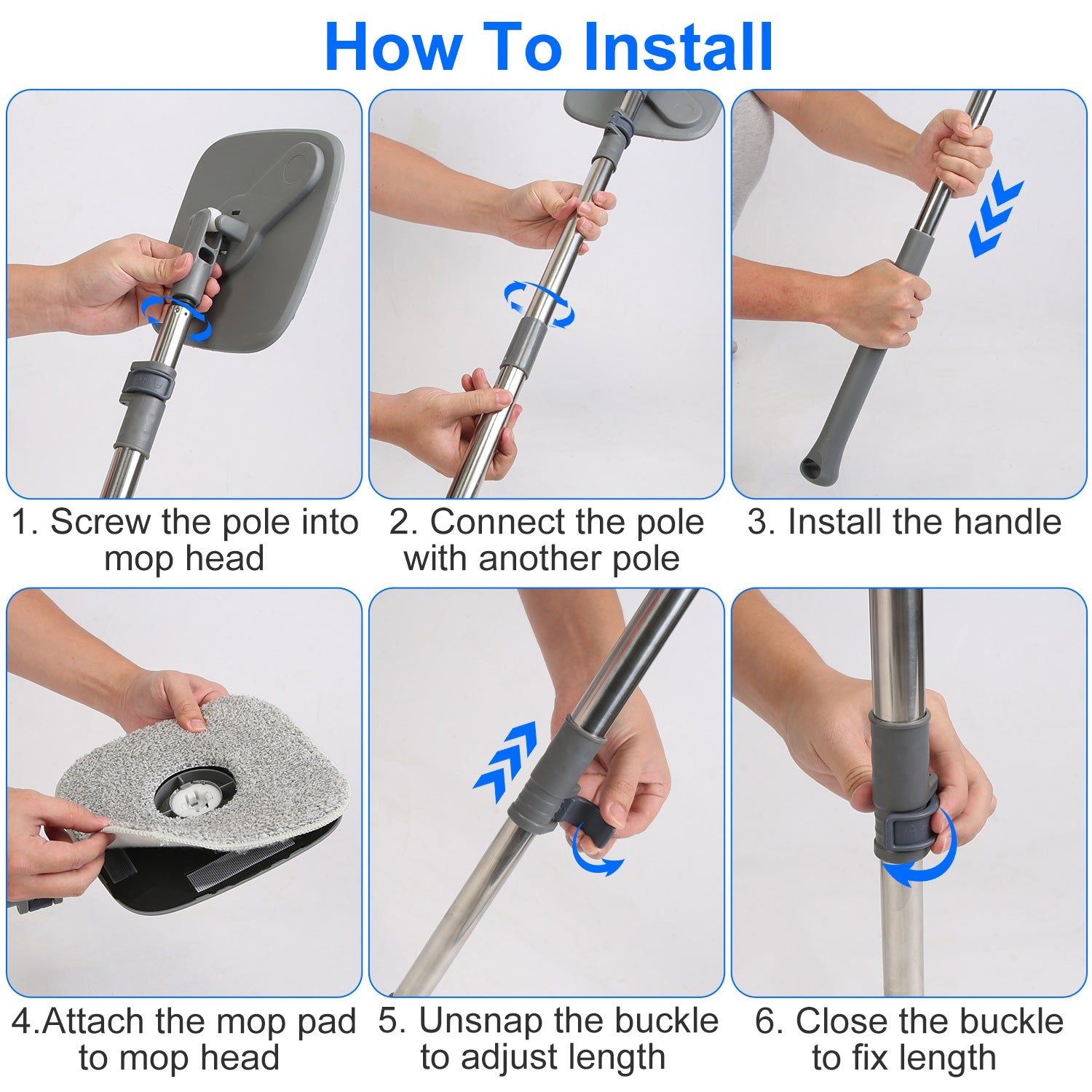 Spin Mop with Dual Compartment Bucket and Microfiber Pads
