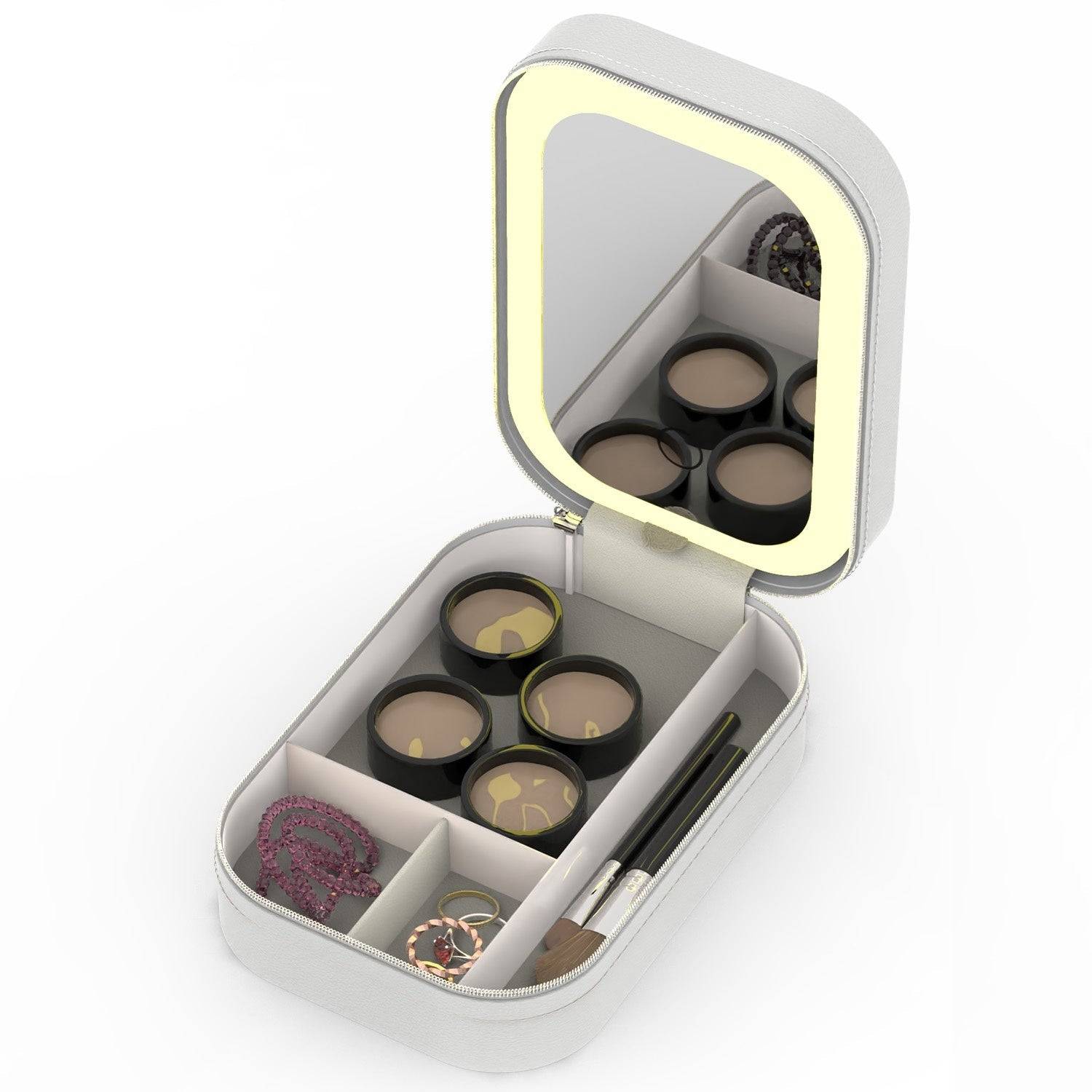 Portable Makeup Bag with LED Mirror Waterproof Organizer