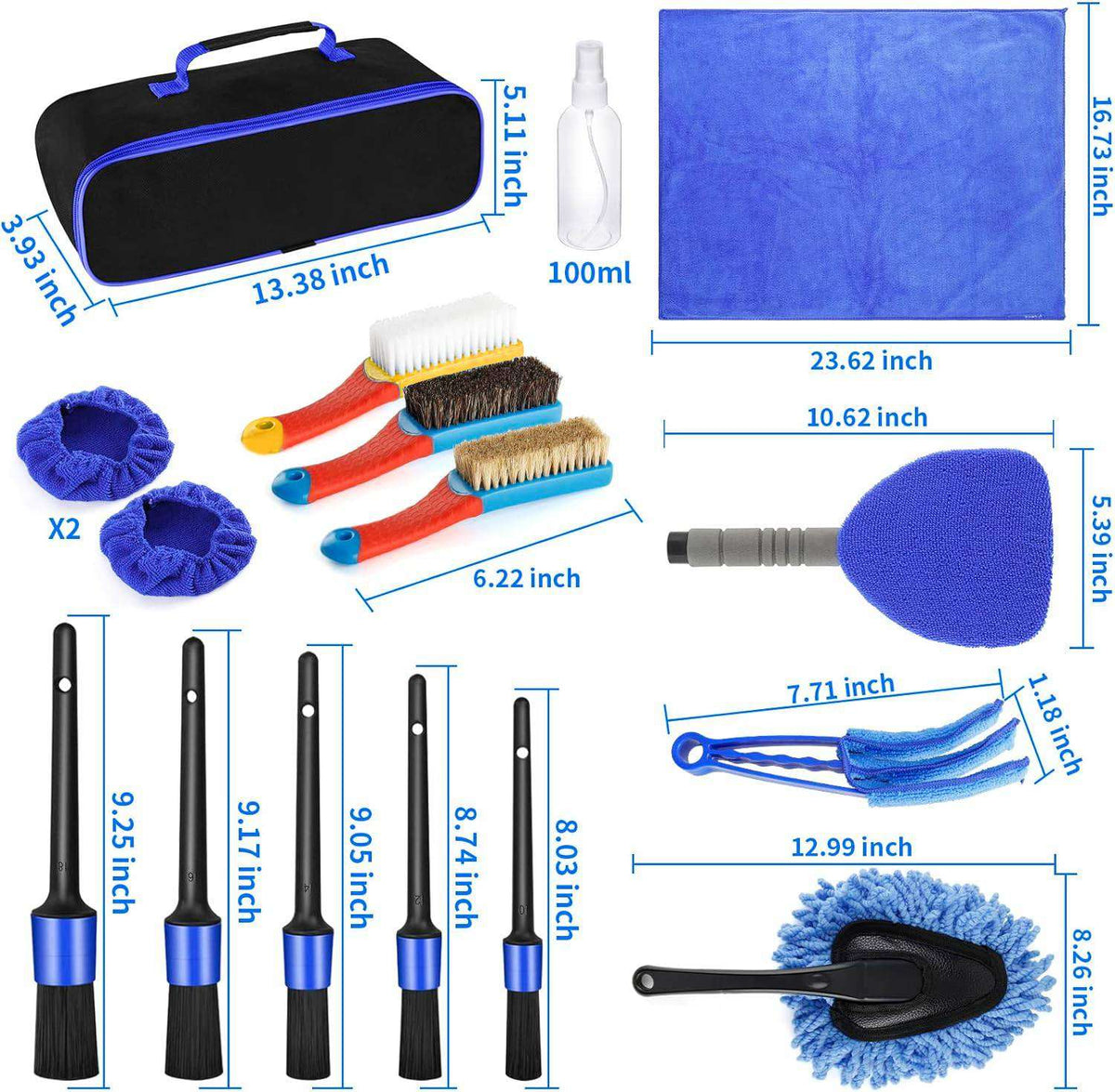 Detailing Brush Kit 17Pcs Car Cleaning Multi Purpose
