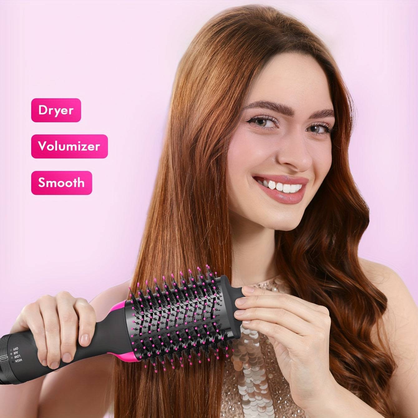 4-in-1 Hot Air Brush Hair Dryer Oval Barrel Styler for Drying, Curling, Straightening & Volumizing