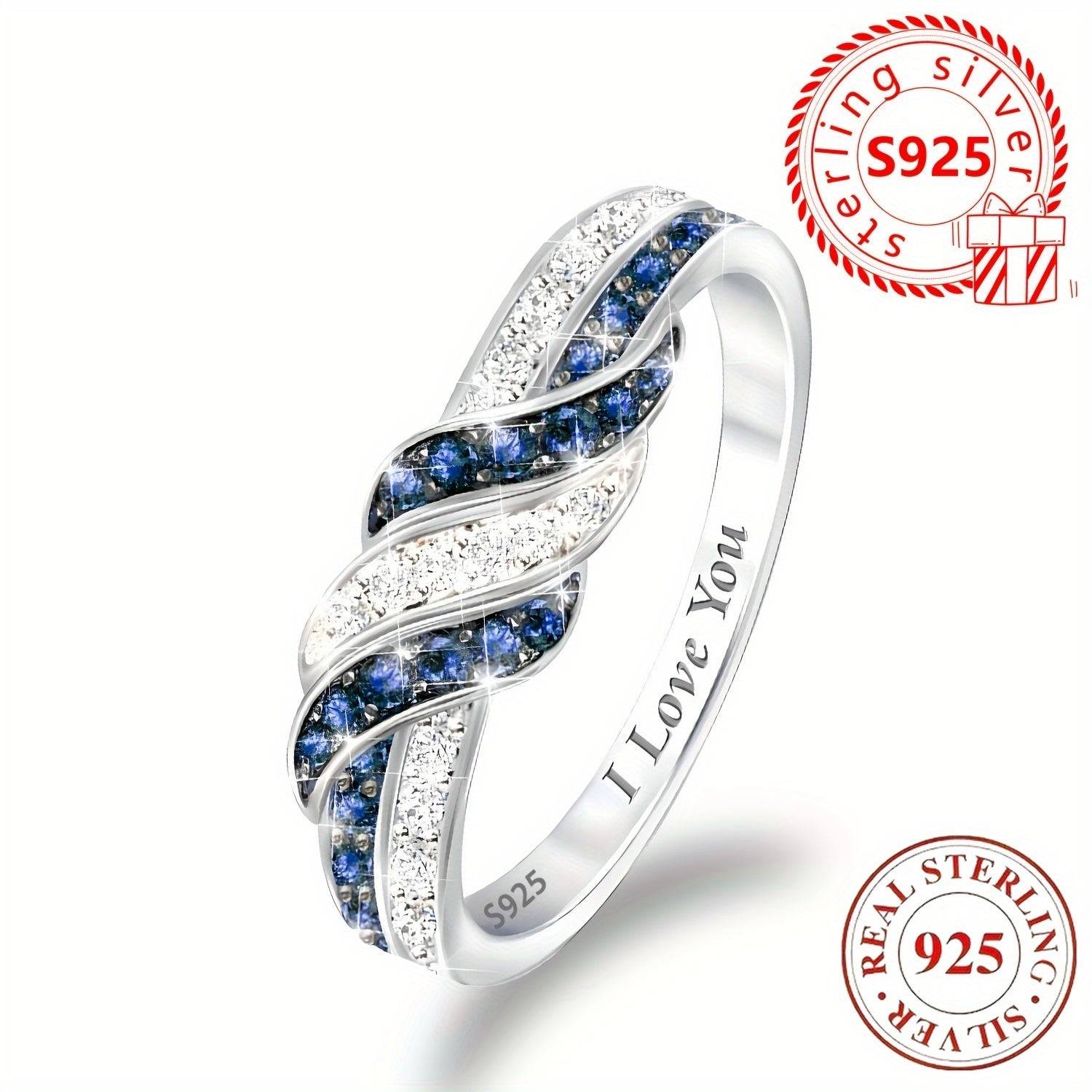 925 Sterling Silver Twisted Ring for Women – Elegant Cubic Zirconia Design, Perfect for Weddings, Engagements & Anniversary Gifts