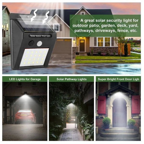Solar Motion Sensor Light 20 LED Outdoor Security Lamp