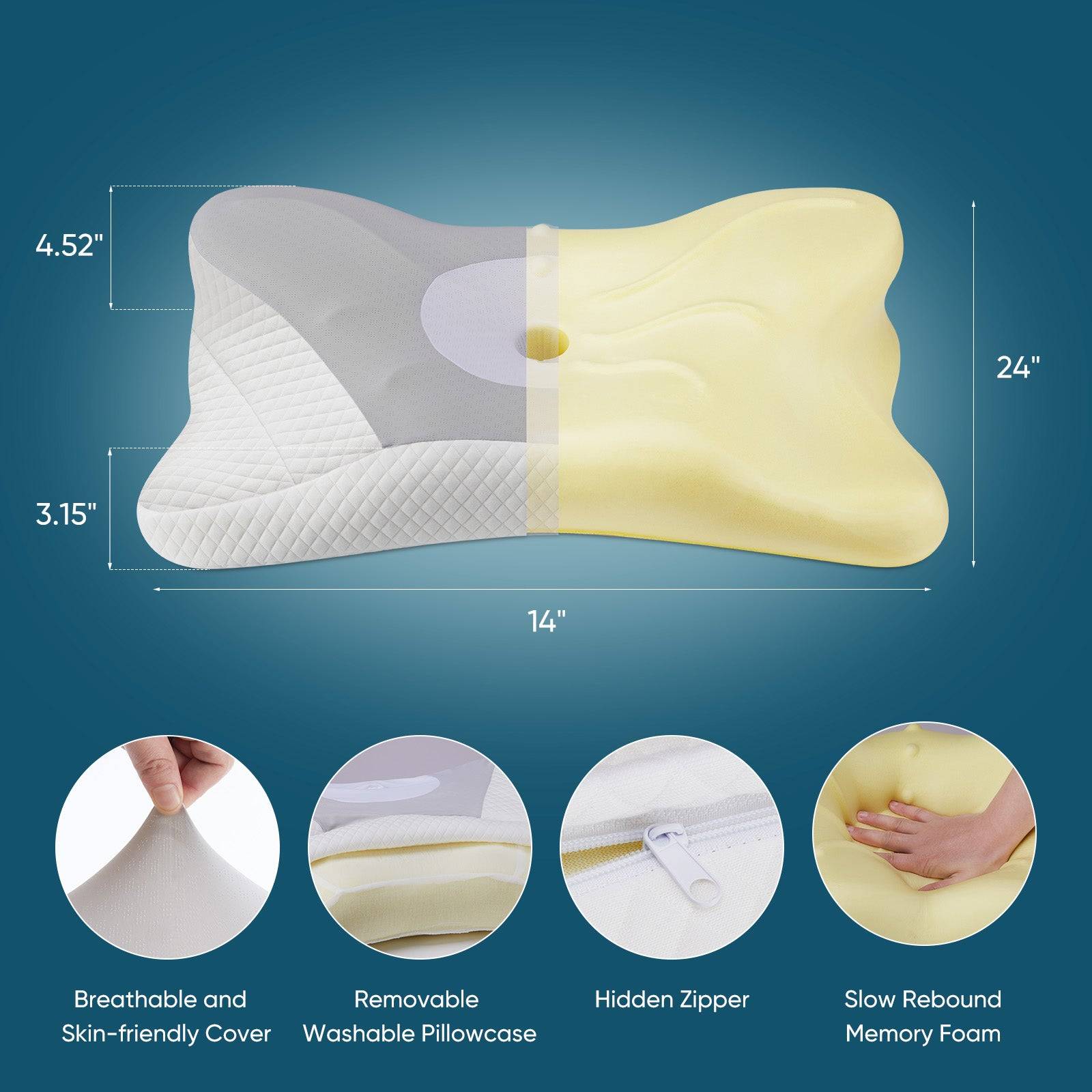 Ergonomic Foam Cervical Pillow for Neck Support