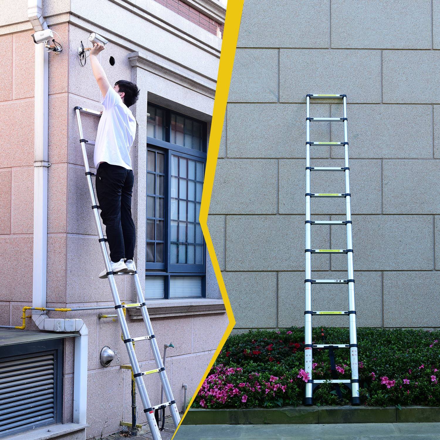 8.5FT Telescopic Folding Ladder Aluminum Adjustable