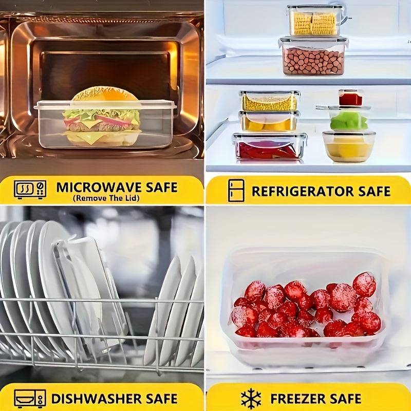 24pcs Kitchen Food Storage Boxes with Labels, Fresh Refrigerator Containers & Lunch Box Set