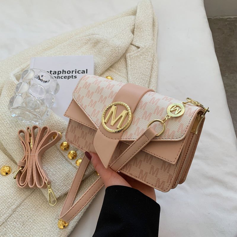 PU Flap Tote Bag Crossbody Letter Print Zipper Divider