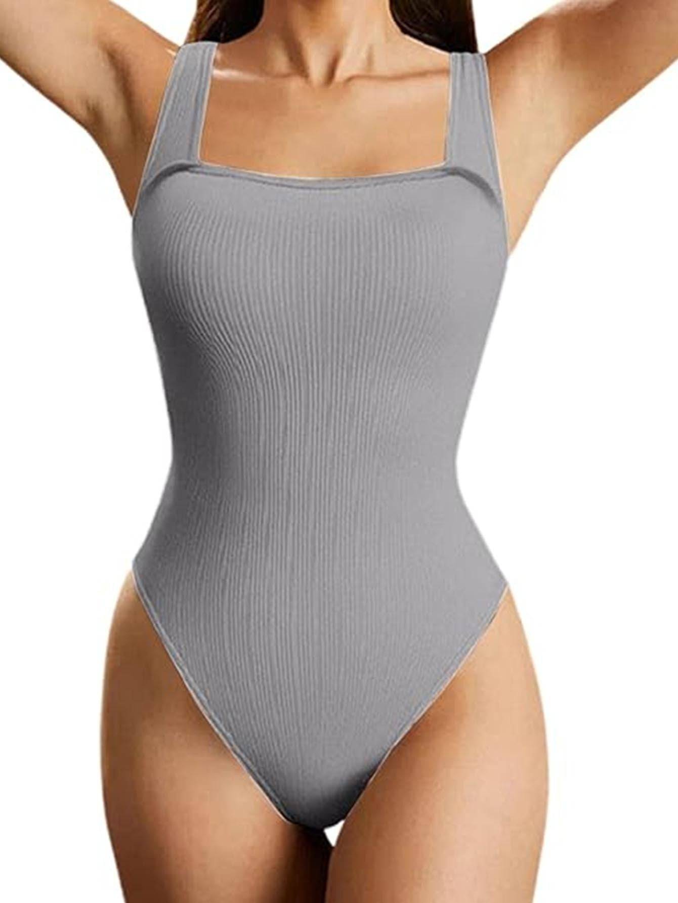 Ribbed Seamless Square Neck Yoga Jumpsuit For Women