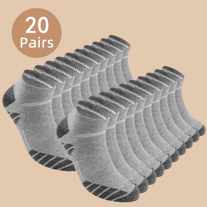 20 Pairs Men’s Low-Cut Socks – Anti-Odor, Sweat-Absorbing, Comfortable & Breathable Socks for Daily and All-Season Outdoor Wear