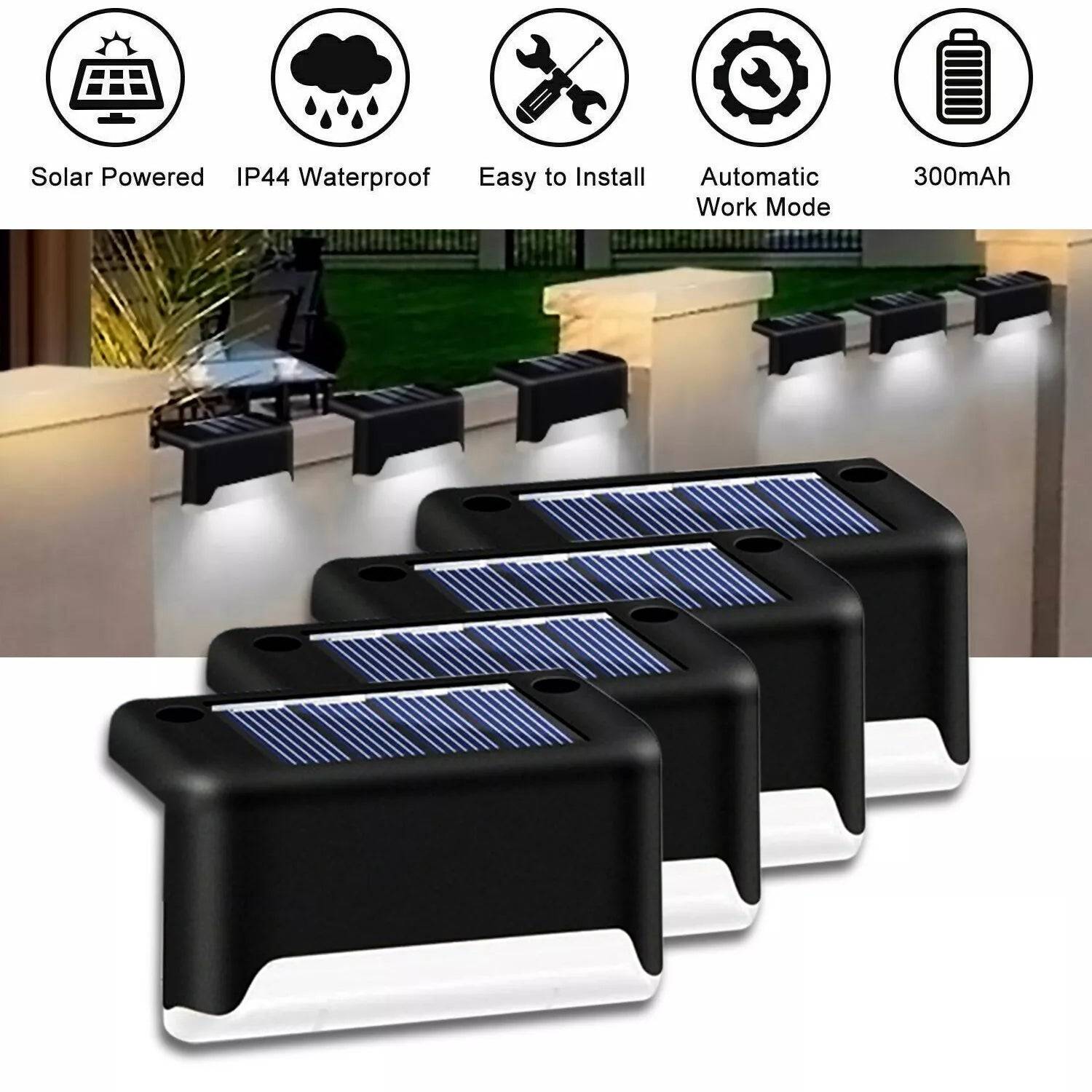 4 Pack Solar LED Deck Lights for Outdoor Path Illumination