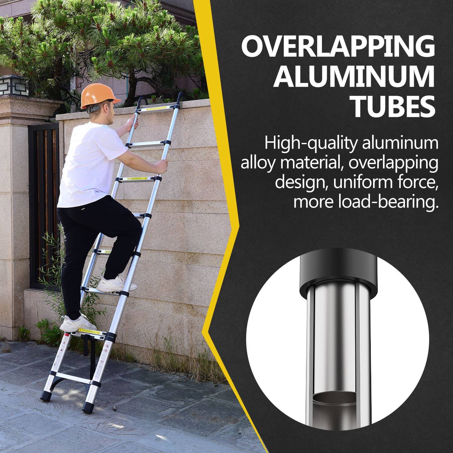 8.5FT Telescopic Folding Ladder Aluminum Adjustable