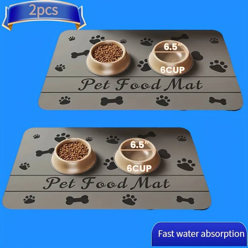 Non-slip quick-drying rubber pet feeding mat for food and water bowls, waterproof and stain-resistant dog placemat