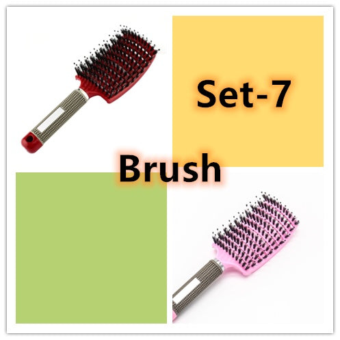 Bristle and Nylon Hair Brush with Massage and Soft Handle