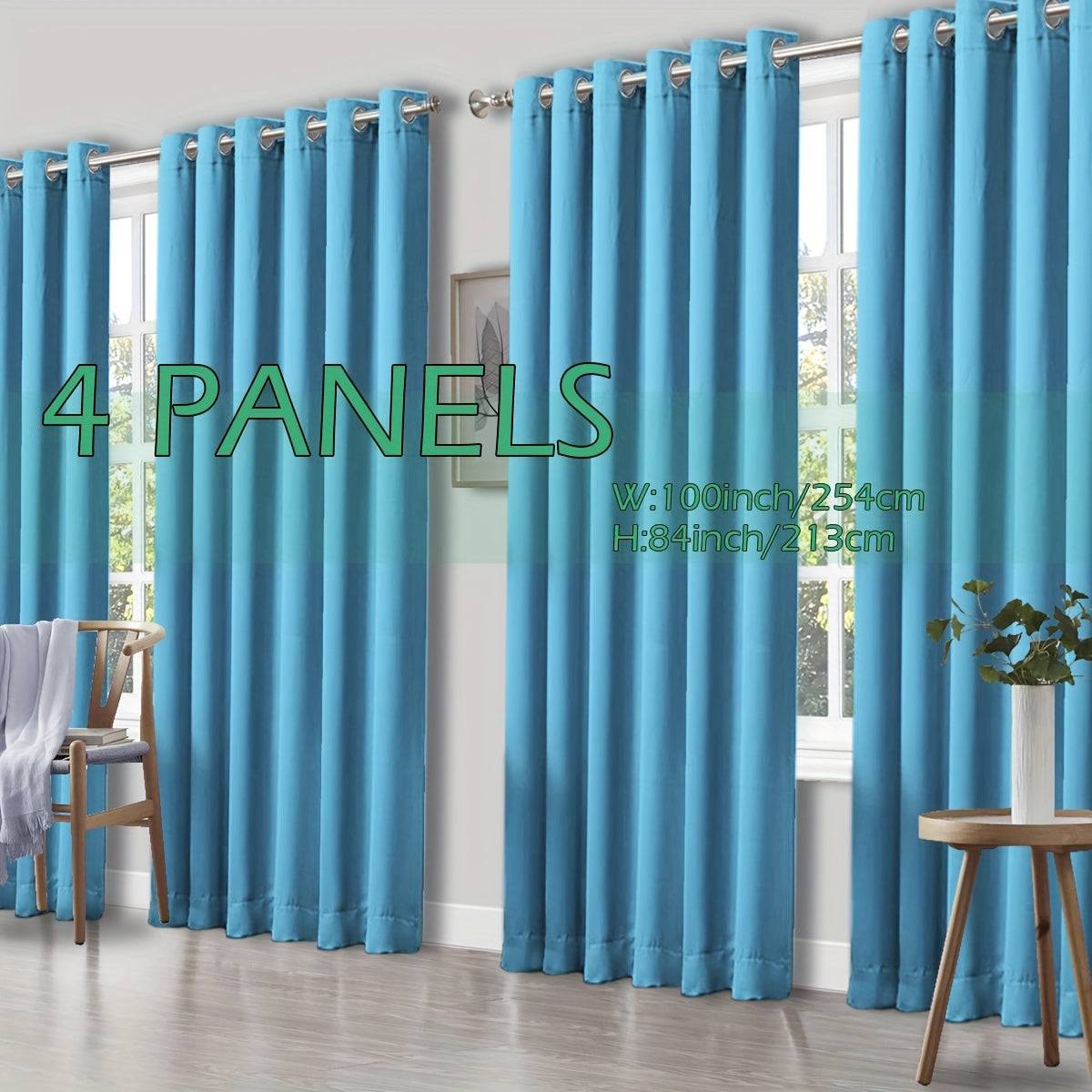 Set of 4 Thermal Blackout Curtains Triple Weave Solid Grommet Panels Insulated Patio Drapes for Complete Darkness & Comfort at Home or Office