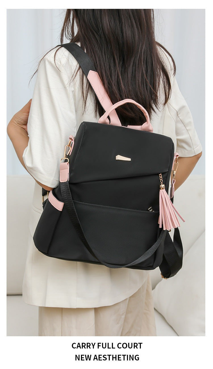 Womens Anti Theft PU Travel Rucksack with Back Zipper Pocket