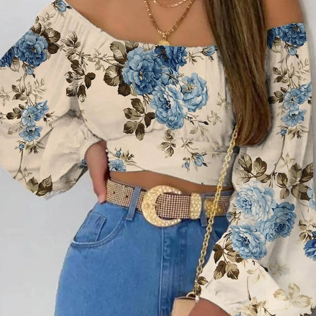 Women’s V-Neck Lantern Sleeve Top – Loose Fit, Short Sleeve, Solid Color, Spring & Autumn Style