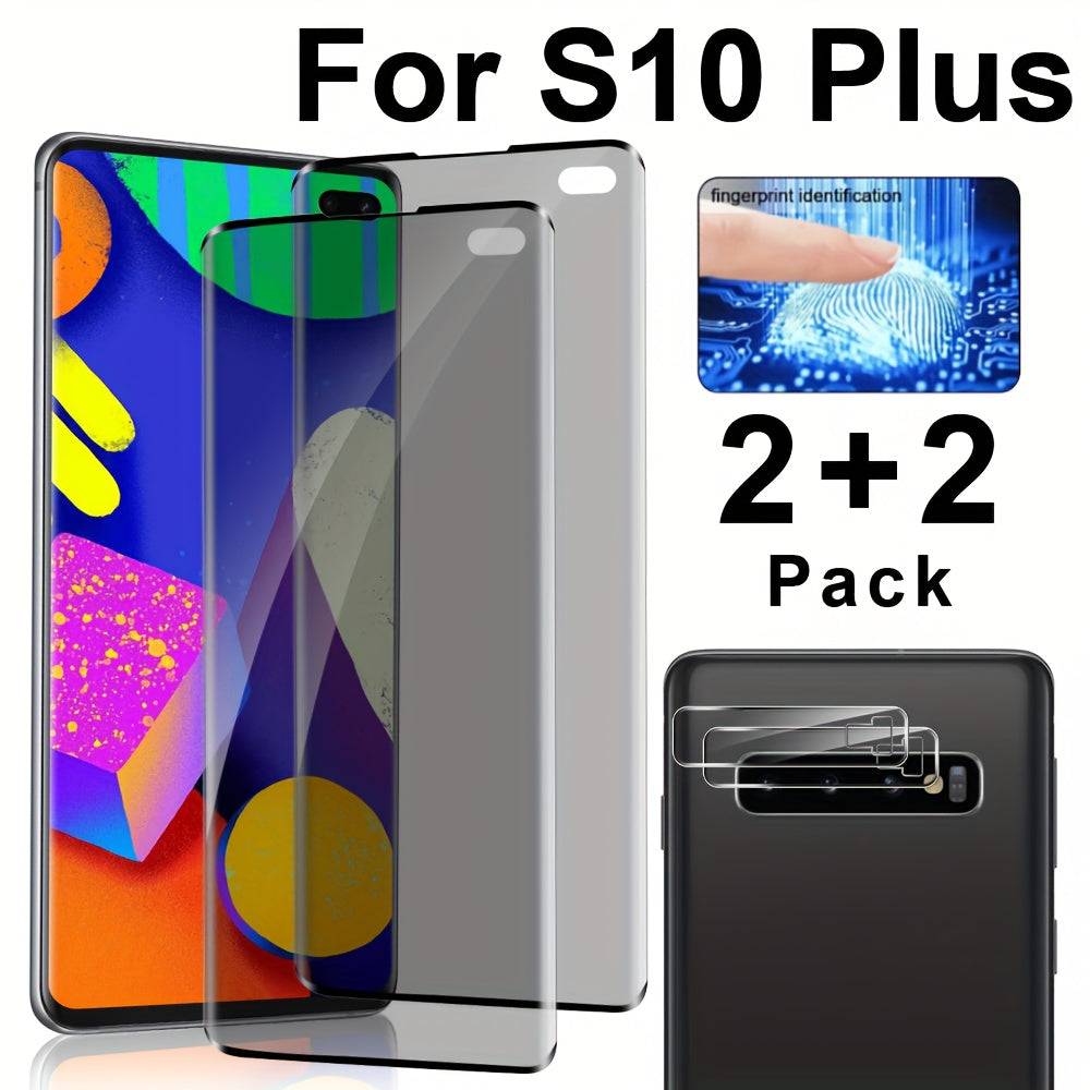 2+2 Pack Privacy Tempered Glass Screen Protectors for Samsung Galaxy S10–S25 and Note10/20 Series, 3D Full Coverage, Scratch-Resistant, Fingerprint Unlock