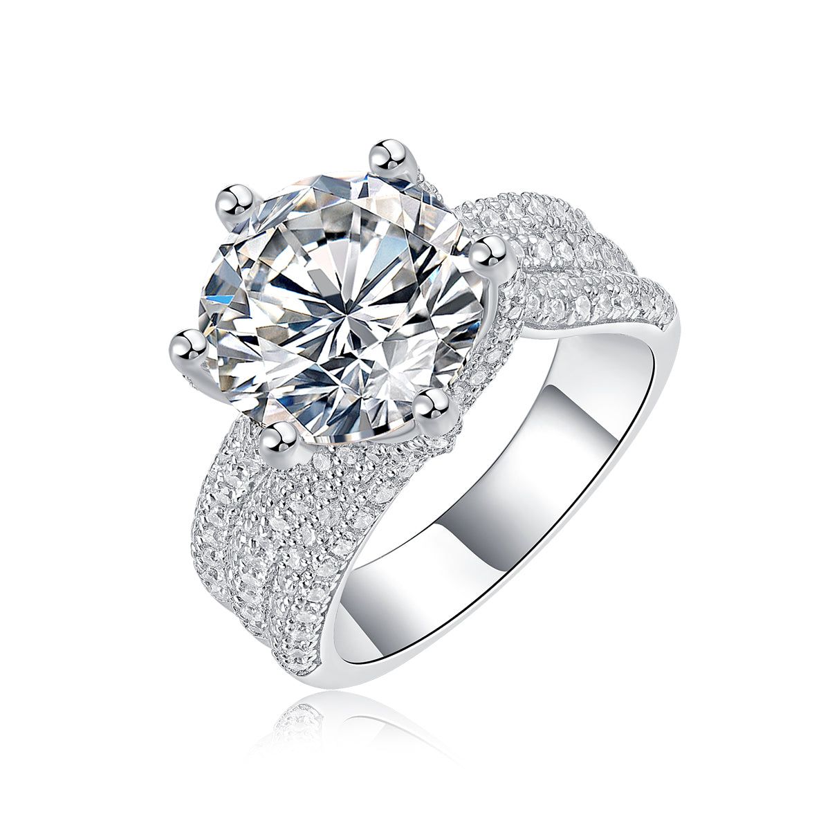 S925 Silver Ring with 5 Carat Moissanite Design