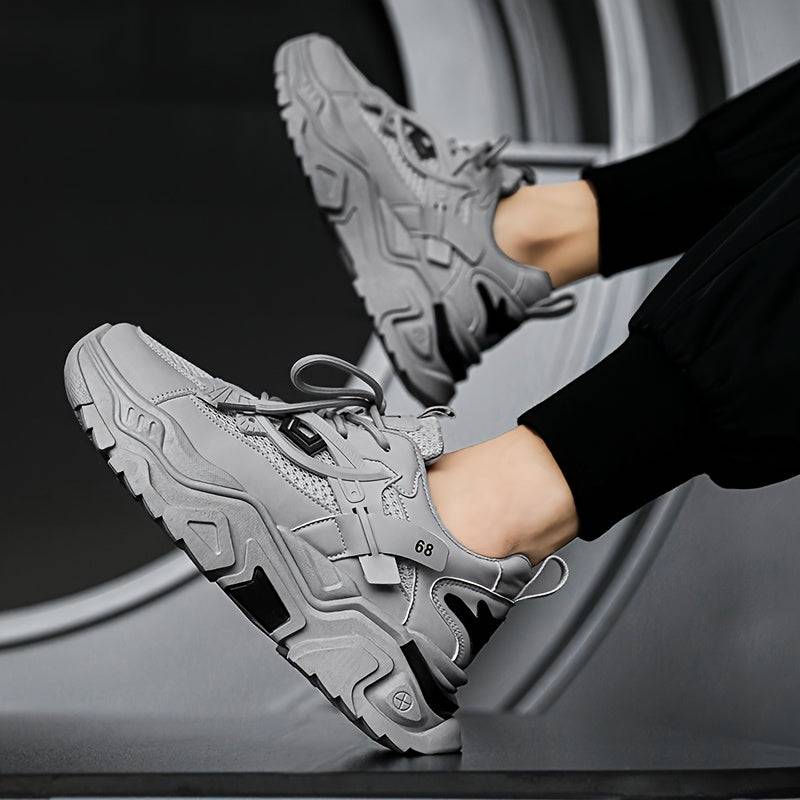 Men’s Breathable Running Shoes – Mesh Lace-Up Sneakers with Thick Rubber Sole – Durable & Stylish for Sports, Outdoors & Daily Wear