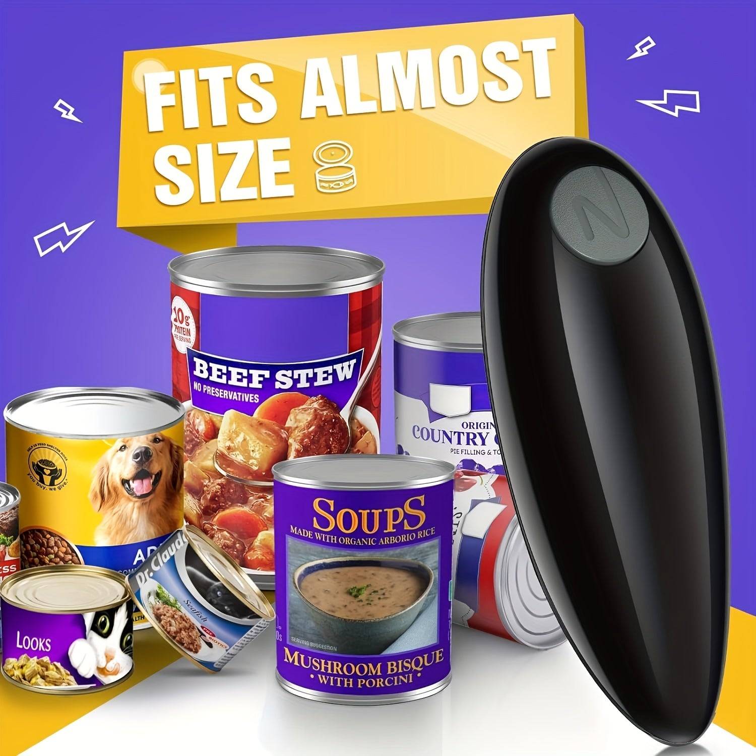 One-Touch Electric Can Opener – Battery-Operated Automatic Opener with Smooth Edge for All Can Sizes, Ideal for Seniors & Easy Use