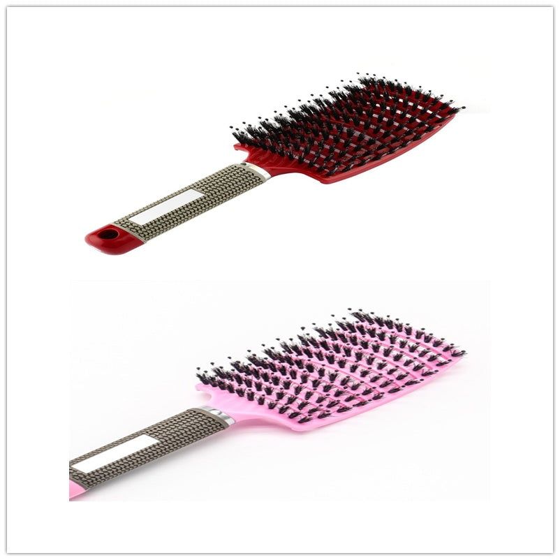 Bristle and Nylon Hair Brush with Massage and Soft Handle