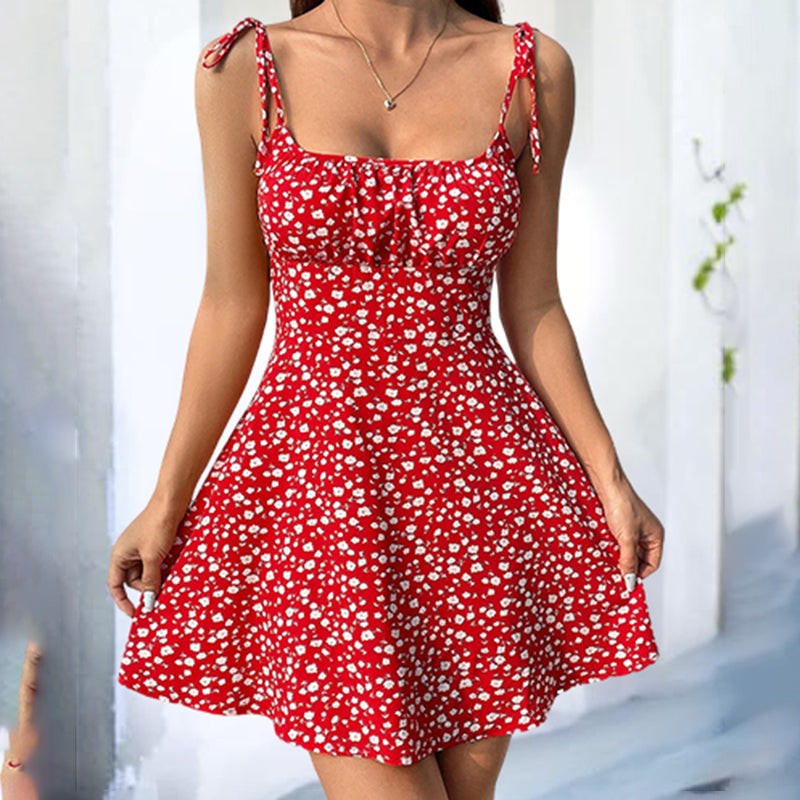 Floral Mini Dress with Spaghetti Straps for Summer