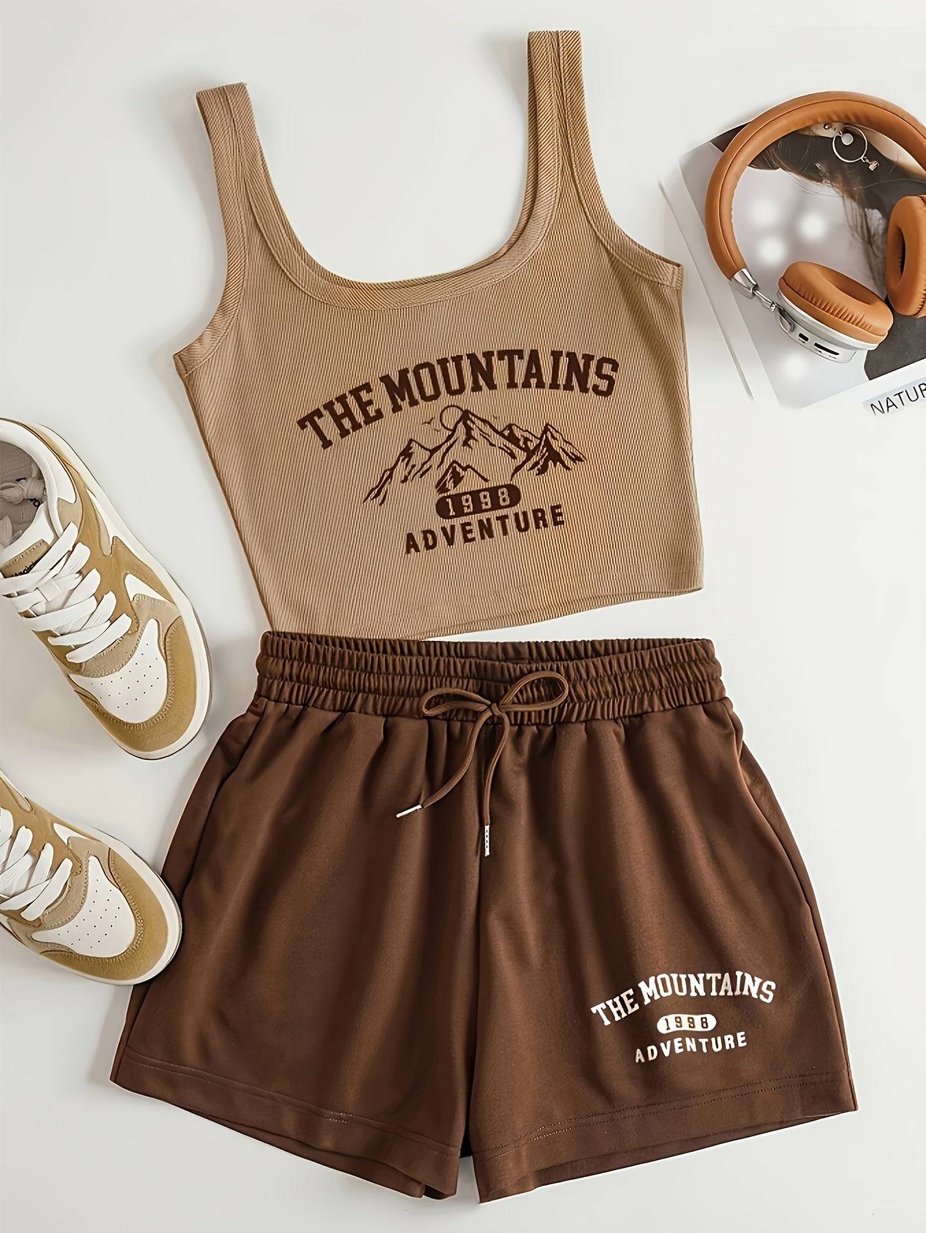 Women’s Printed Pants Set Breathable Sleeveless Top & Comfortable Casual Trousers for Spring & Summer