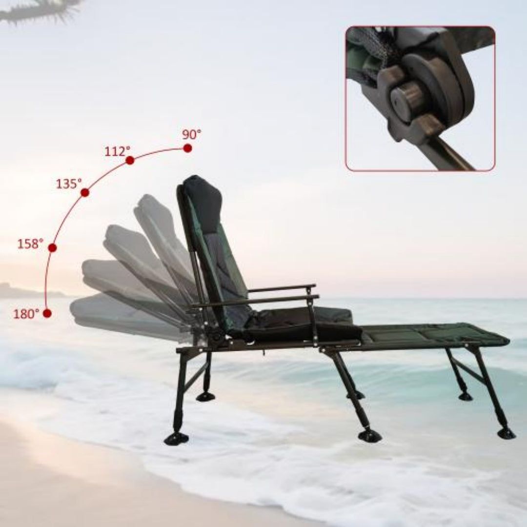 Folding Chair with Recline and Detachable Footrest Camping
