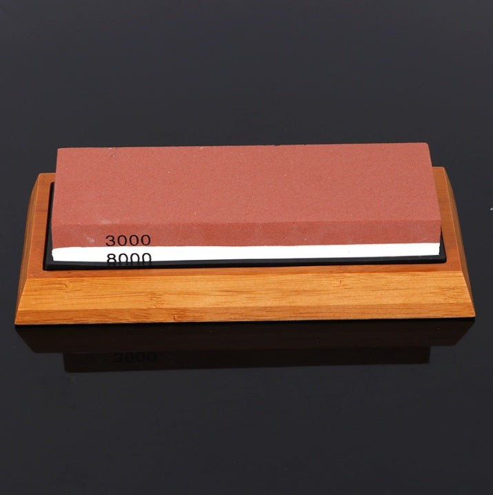 Kitchen Whetstone Set 3000/8000 Grit White Corundum Sharpening Stone with Bamboo Base and Accessories
