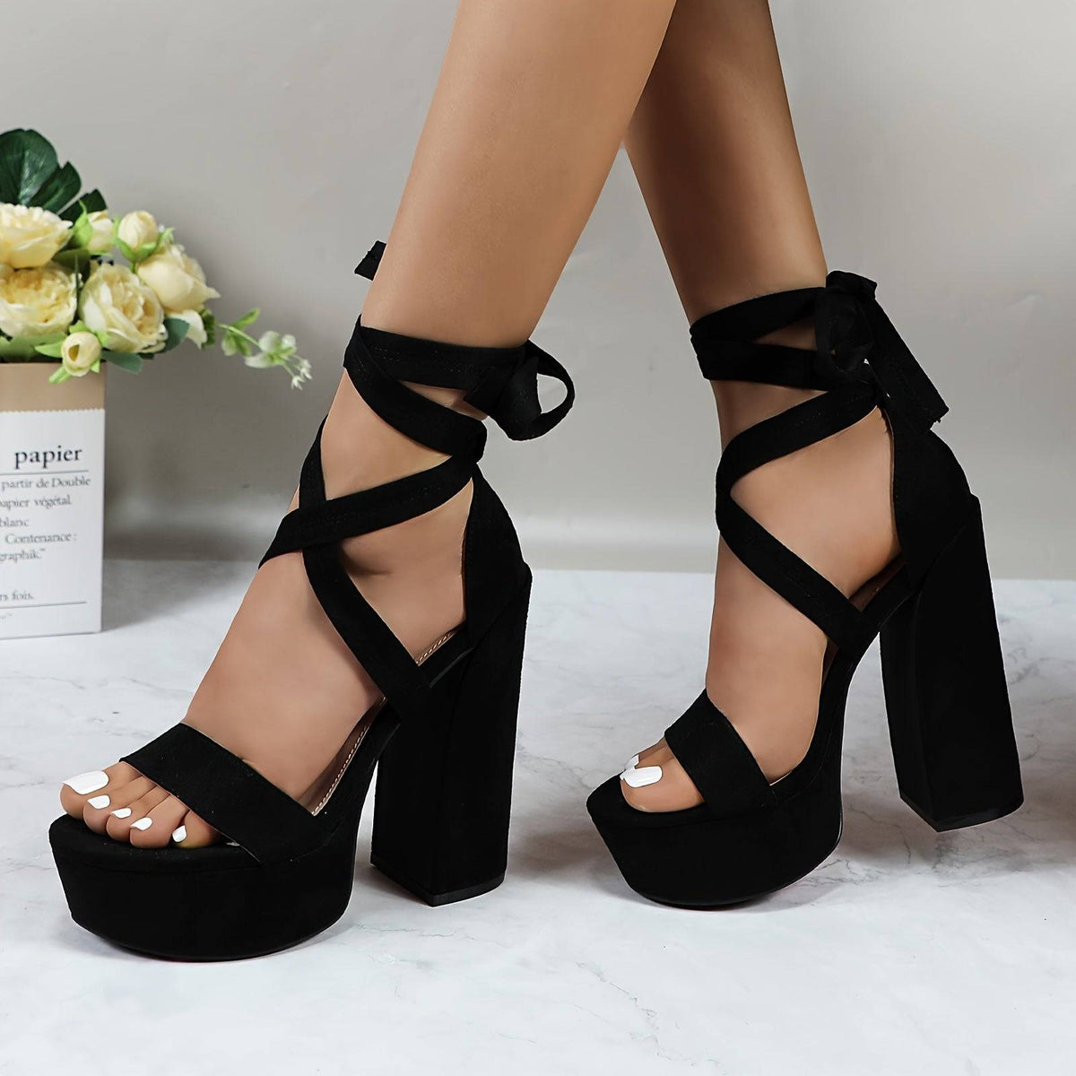 Women's Chunky Block Platform Heels, Strappy Gladiator Open Toe Dressy Pumps Sandals for Wedding, Party, Dance or Office