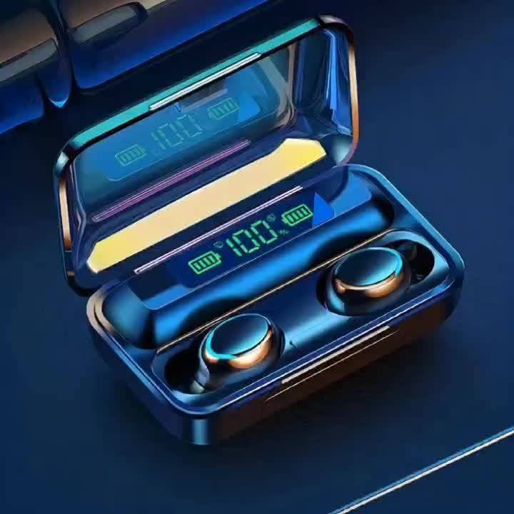 F9 TWS Wireless Earbuds In-Ear Hi-Fi Stereo with LED Display Charging Case, Sports Headset for iPhone & Android