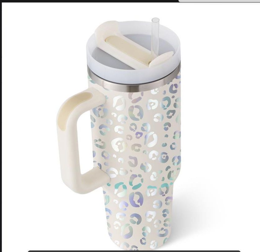 40oz Stainless Steel Insulated Tumbler with Handle and Straw