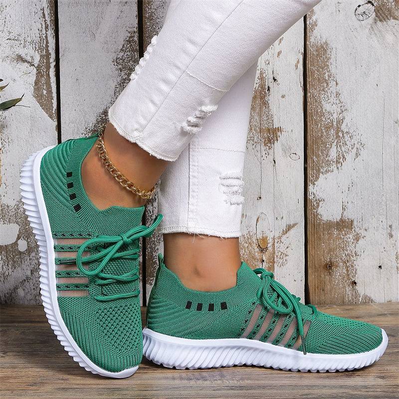 Womens Breathable Mesh Lace Up Running Walking Sneakers