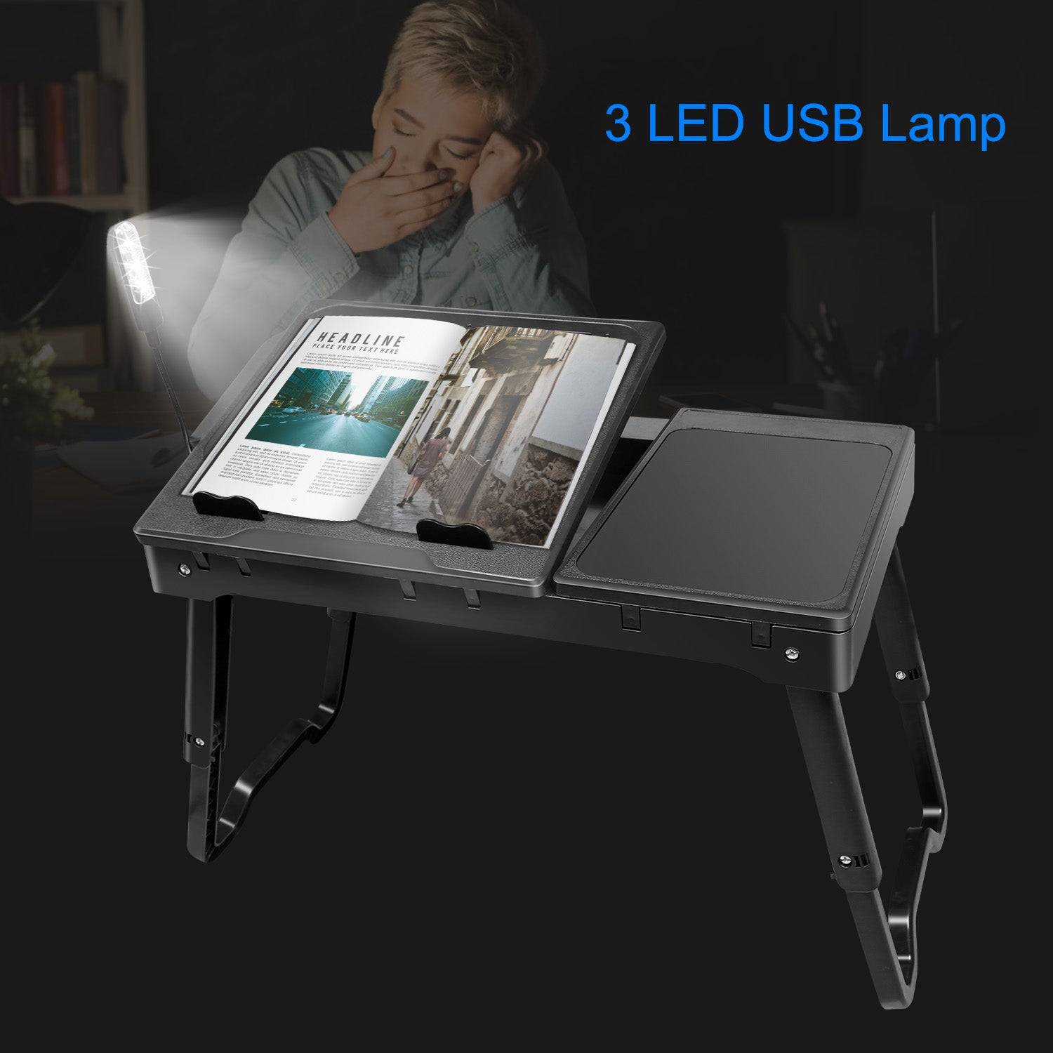 Foldable Laptop Desk with Cooling Fan and USB Ports