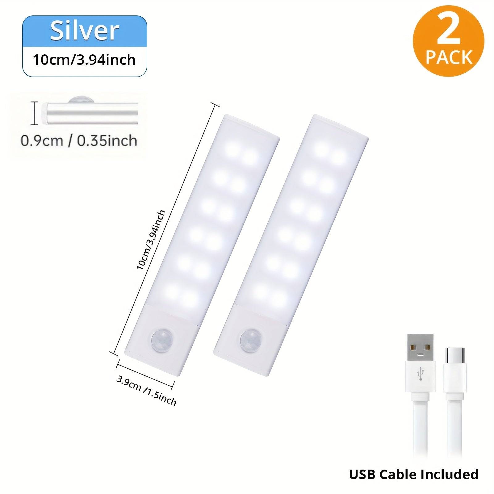 2/4pcs Motion Sensor Cabinet Lights Rechargeable Stick-On Fixtures with 3 Color Modes Magnetic Wireless LED for Closet & Kitchen