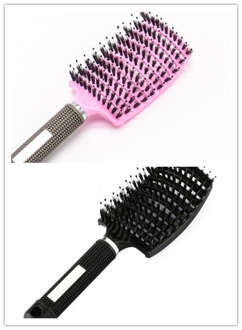 Bristle and Nylon Hair Brush with Massage and Soft Handle