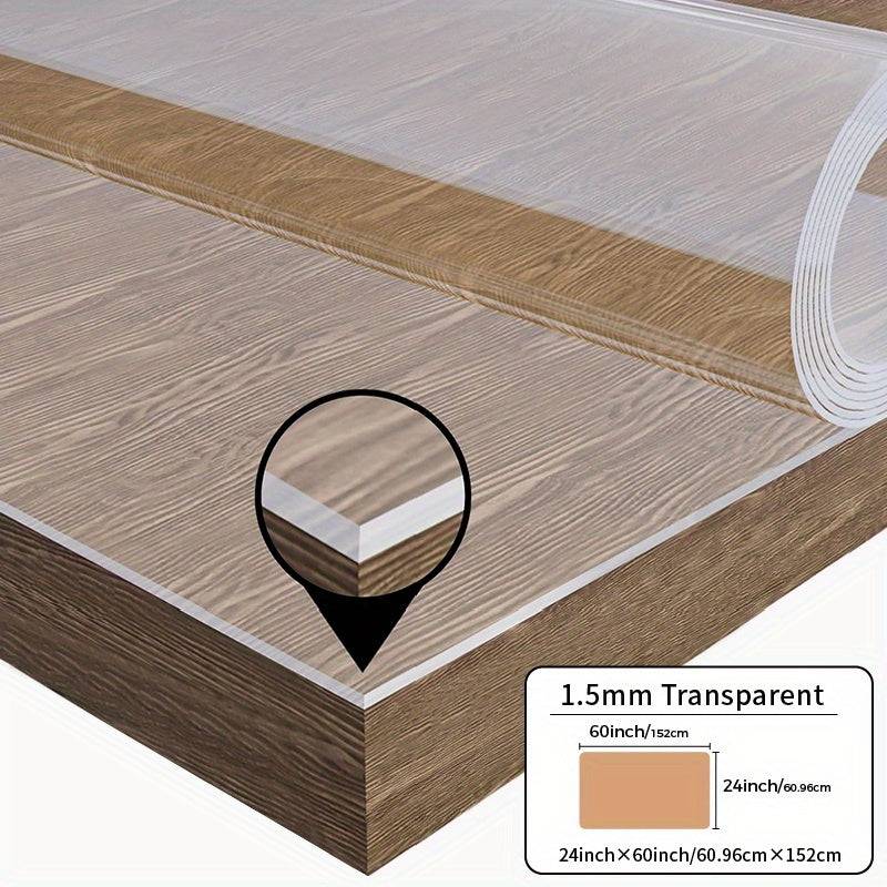 Transparent PVC Tablecloth 1.5mm Thick Protective Film Heat, Dust & Dirt Resistant Table Mat for Dining, Tea & Home Tables