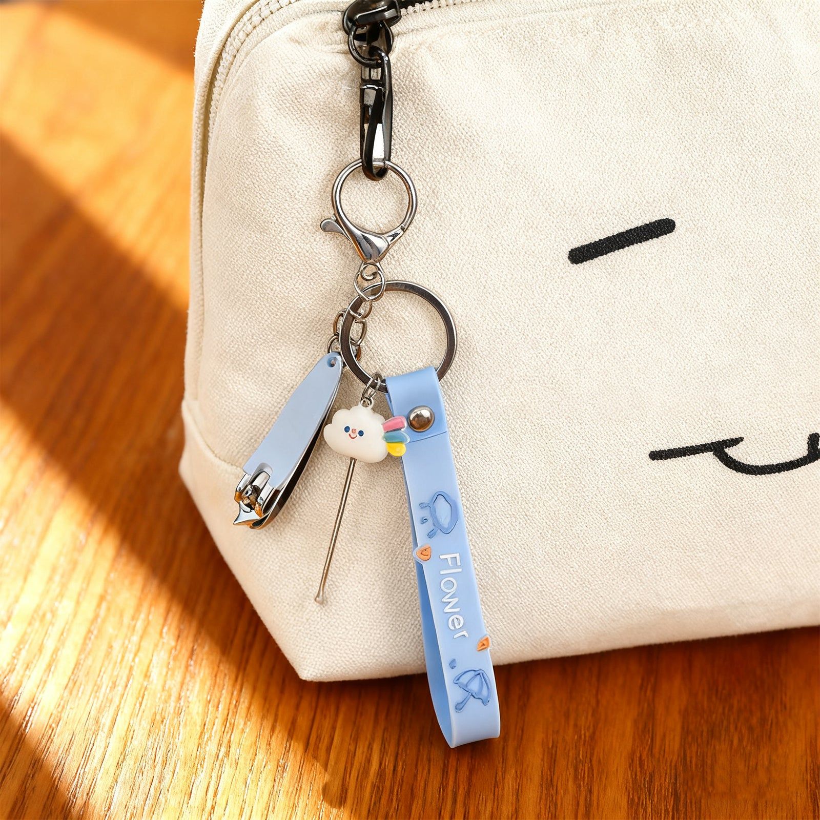 Portable Nail Scissors Set with Keychain Blue