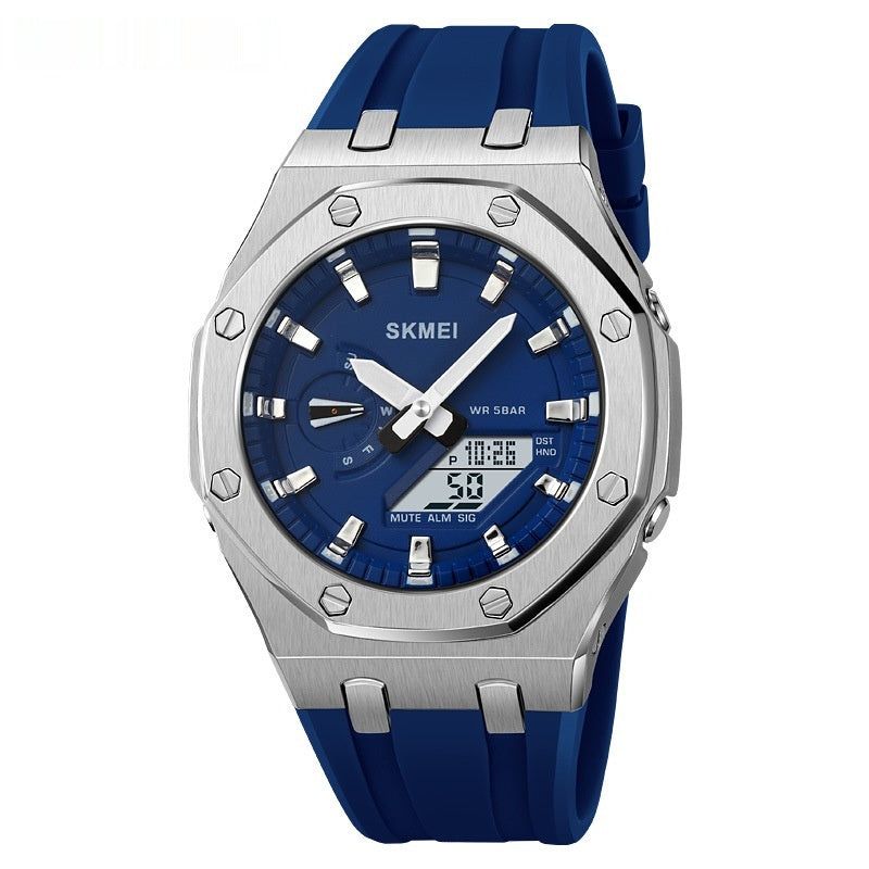 Men’s Multifunction Sports Watch Waterproof 50M Electronic LED Luminous Display with Silicone Strap