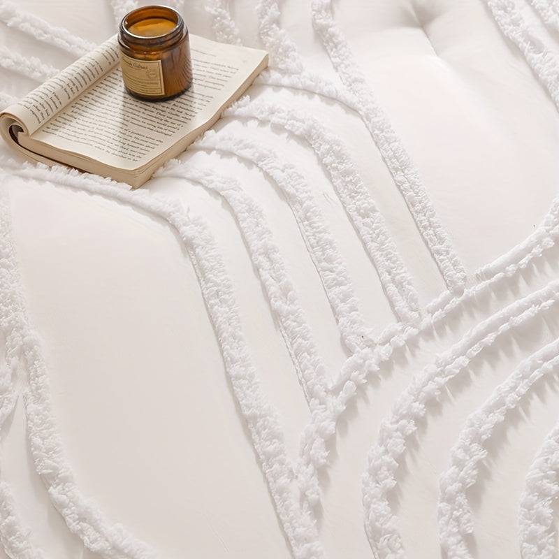Boho Tufted Velvet Quilt Set – 2/3-Piece Microfiber Comforter & Pillowcases for Queen/King Bed