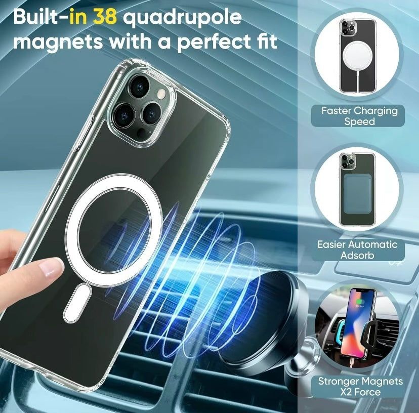 MagSafe Phone Case Clear Shockproof Military Grade Cover
